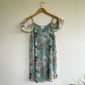 Sienna Sky | Cold Shoulder Floral Dress | Blue Floral | Medium